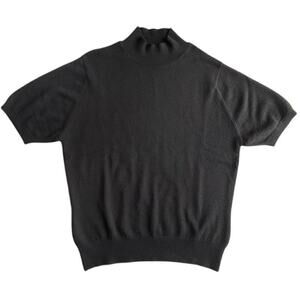 Nieman Marcus 100% Pure Cashmere Short Sleeve Sweater Womens Large Black